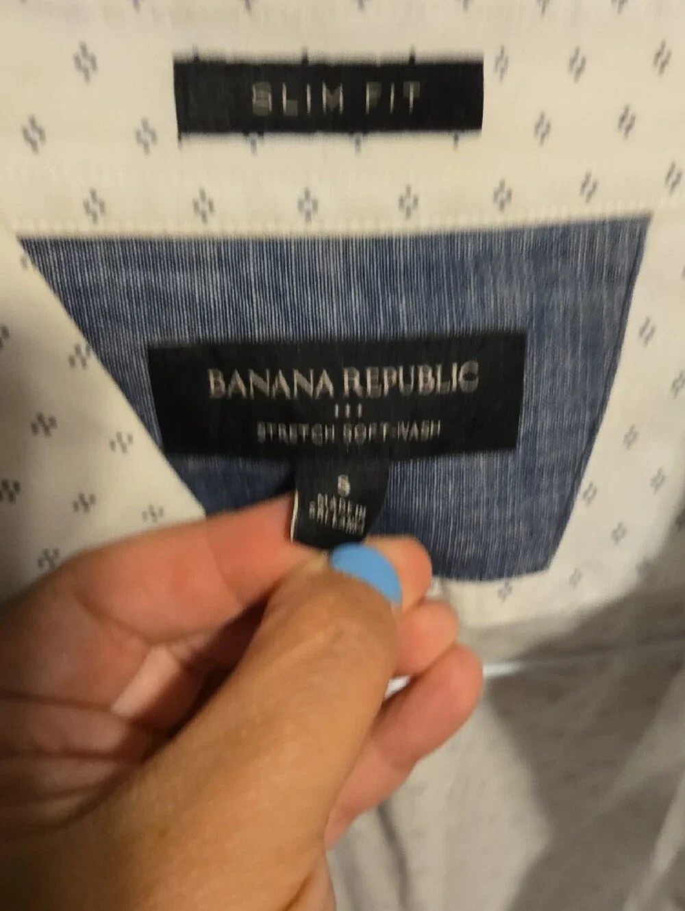 Banana Republic White Short-Sleeve Button-Down Shirt with Mini Geometric Print
